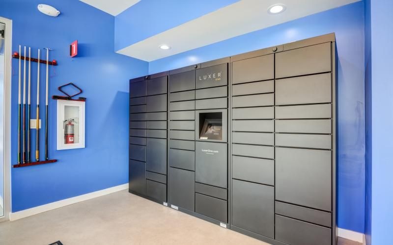 a large black cabinet in a room